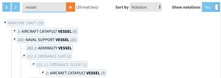 Filtering example with matched concept labels